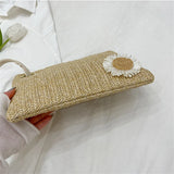 Summer Straw Wristlet Clutch Beach Envelope Bag Retro Knitted Hand Bags