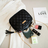 Embroidered Small Messenger Bag with Tassel Chain for Women
