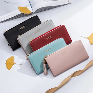 Leather Tassel Women Wallets Zipper Portefeuille Female Purse Clutch