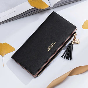Leather Tassel Women Wallets Zipper Portefeuille Female Purse Clutch
