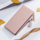 Leather Tassel Women Wallets Zipper Portefeuille Female Purse Clutch