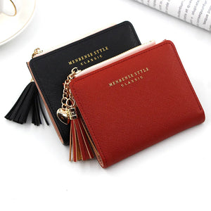Tassel Women Wallet Small Wallet Women Short Leather Zipper Purses Portefeuille