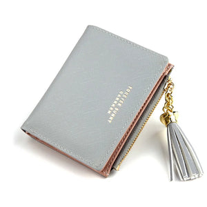 Tassel Women Wallet Small Leather Zipper Purses Clutch