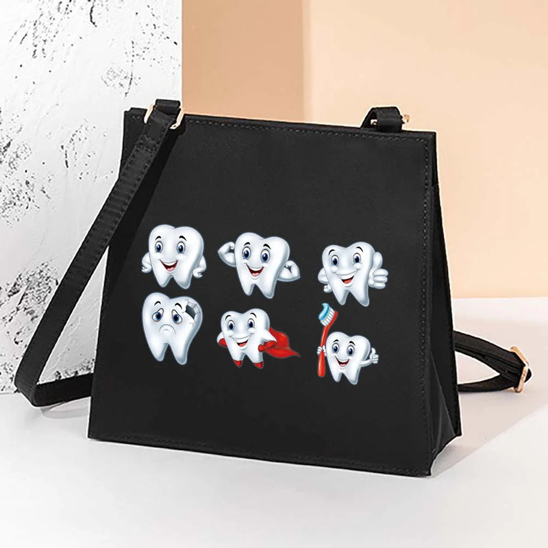 Teeth Pattern Square Messenger Shoulder Bag Cosmetic Tote