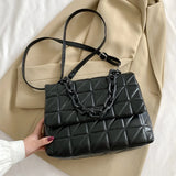 Thick Chain Shoulder Bag Women Travel Bags Leather Pu Quilted