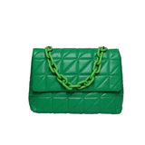 Thick Chain Shoulder Bag Women Travel Bags Leather Pu Quilted