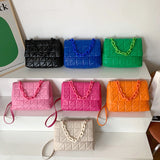 Thick Chain Shoulder Bag Women Travel Bags Leather Pu Quilted