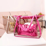 Transparent Beach Bag Large Women Jelly Tote Zipper Waterproof Shoulder Bags