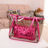 Transparent Beach Bag Large Women Jelly Tote Zipper Waterproof Shoulder Bags