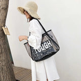 Transparent Beach Bag Large Women Jelly Tote Zipper Waterproof Shoulder Bags