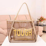 Transparent Beach Bag Large Women Jelly Tote Zipper Waterproof Shoulder Bags