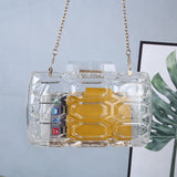 Transparent Acrylic Clutch Purse with Metal Chain for Party