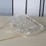 Transparent Acrylic Clutch Purse with Metal Chain for Party