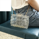Transparent Acrylic Clutch Purse with Metal Chain for Party