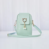 Mini Shoulder Messenger Bag for Women, PU Wallet with Key Case, Solid Color