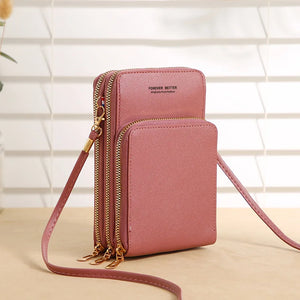 Women's Multifunction Touch Screen Phone Bag Soft Leather Messenger Handbag