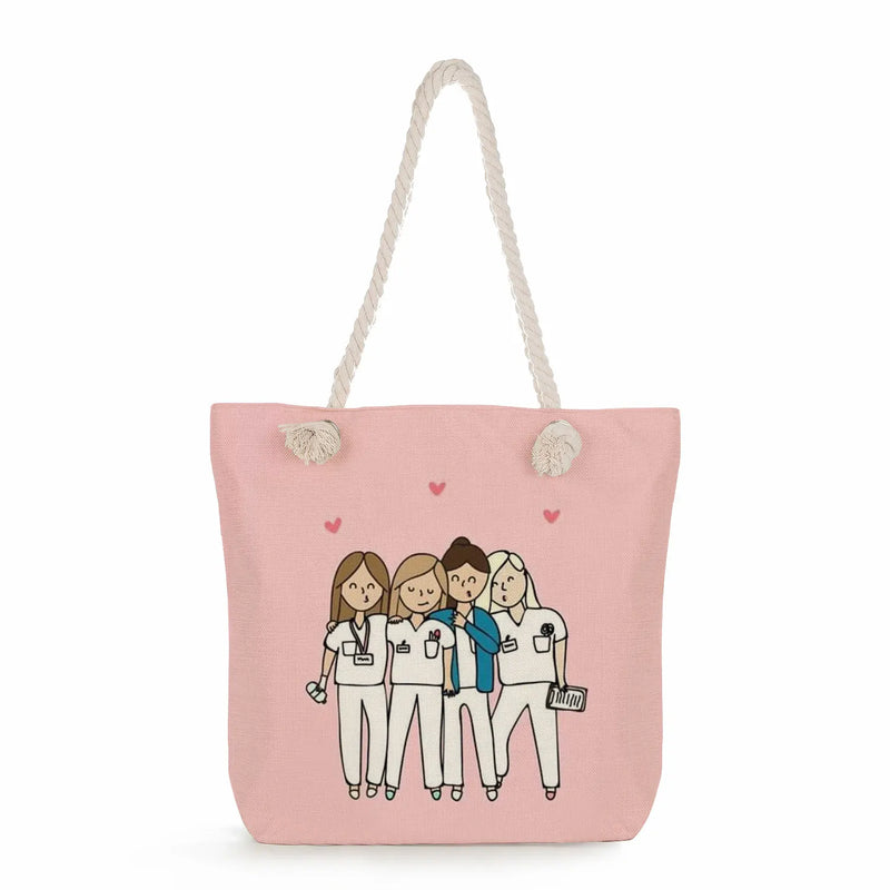 Eco-Friendly Beach Bag Cartoon Print Women Shoulder Bag