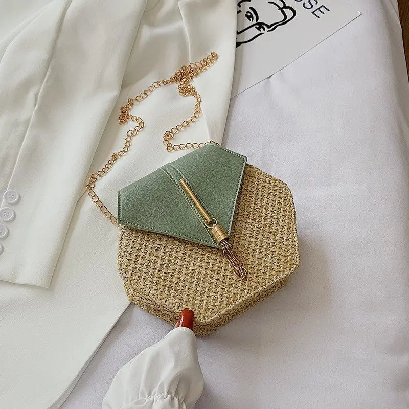 Summer Beach Straw Bags For Women Woven Shoulder Crossbody Bag