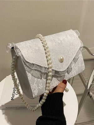 Women's Lace Beading Shoulder Bag Crossbody Flap Handbag