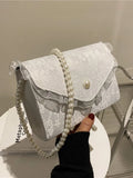Women's Lace Beading Shoulder Bag Crossbody Flap Handbag