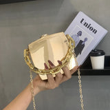 Silver PVC Evening Clutch Bag with Chain Shoulder Strap