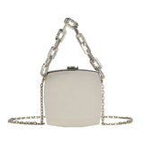 Silver PVC Evening Clutch Bag with Chain Shoulder Strap