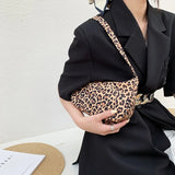 Nylon Plaid Leopard Print Shoulder Bag for Women