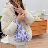 Checkerboard Women's Bag Plaid Houndstooth Handbag Casual Tote Bag