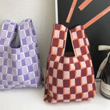 Checkerboard Women's Bag Plaid Houndstooth Handbag Casual Tote Bag