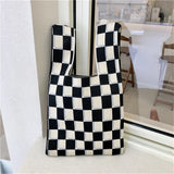 Checkerboard Women's Bag Plaid Houndstooth Handbag Casual Tote Bag