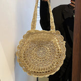 Women's Straw Bag Summer Beach Shoulder Handbag Large Capacity