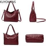 Large Capacity Leather Tote Shoulder Bag Casual Handbag Purse