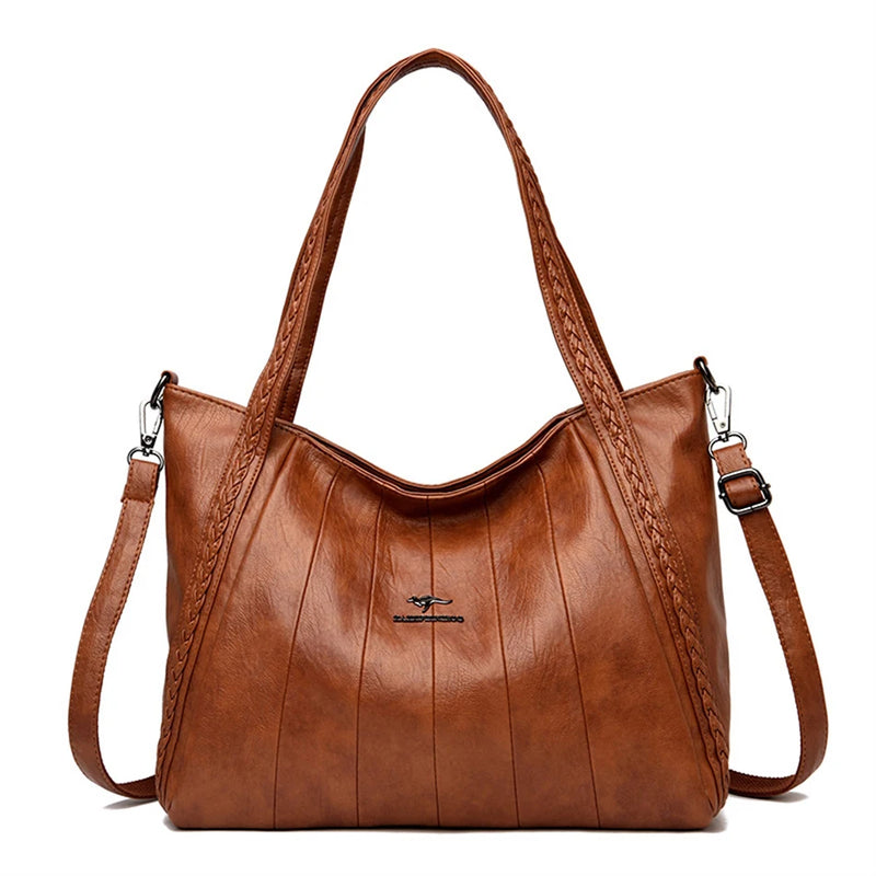 Large Capacity Leather Tote Shoulder Bag Casual Handbag Purse