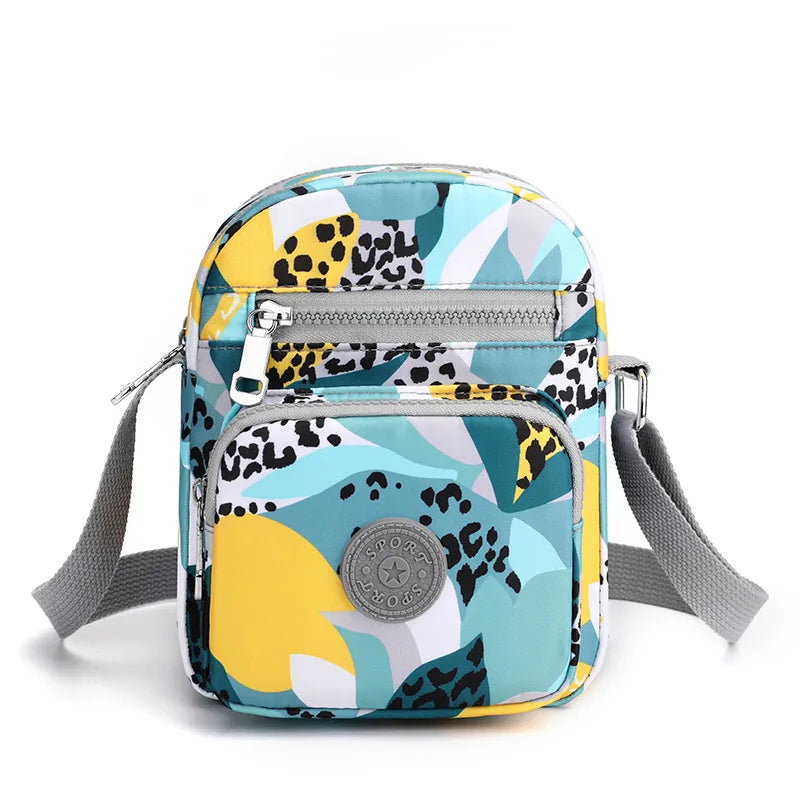 Casual Printed Nylon Messenger Handbag Multi-layer Large Capacity Backpack