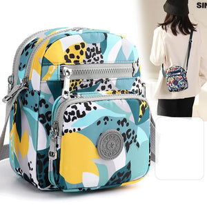 Casual Printed Nylon Messenger Handbag Multi-layer Large Capacity Backpack