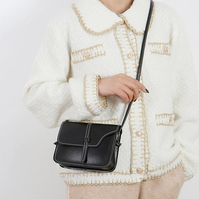 Women's Vintage Crossbody Shoulder Bag Solid Square Sling Bag