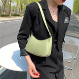 Solid PU Leather Shoulder Underarm Bag Casual Women Handbags