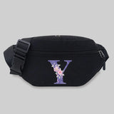 Purple Flower Waist Bag Chest Bag Unisex Lightweight Leisure Sports