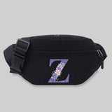 Purple Flower Waist Bag Chest Bag Unisex Lightweight Leisure Sports