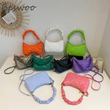 Women's Embossed Folds Top-handle Bag Mini Crossbody