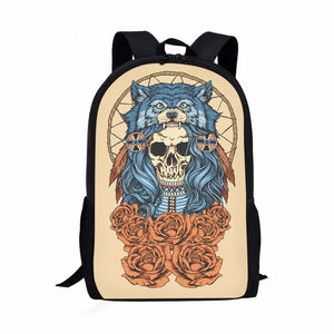 Skull Wolf Totem Boys School Bags Cool Mochilas Escolares