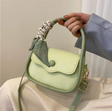 Small Fresh Women's Shoulder Bag with Silk Scarf Handbag