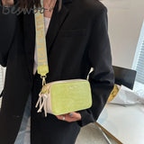 Stone Pattern Embossed Crossbody Bag Square Bag for Women