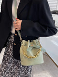 Women's Bucket Chain Shoulder Crossbody Bag PU Leather Handbag
