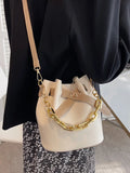 Women's Bucket Chain Shoulder Crossbody Bag PU Leather Handbag