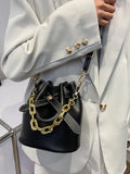 Women's Bucket Chain Shoulder Crossbody Bag PU Leather Handbag