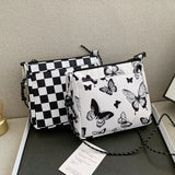 Plaid Butterfly Messenger Bag Small Purse Shopper Handbag