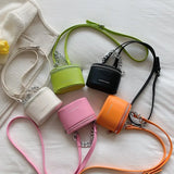 Mini PU Leather Chain Bucket Crossbody Sling Bag for Women