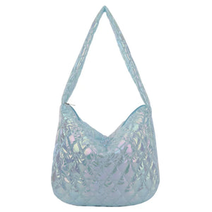 Rainbow Puffy Padded Quilting Tote Bag for Women