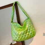 Rainbow Puffy Padded Quilting Tote Bag for Women
